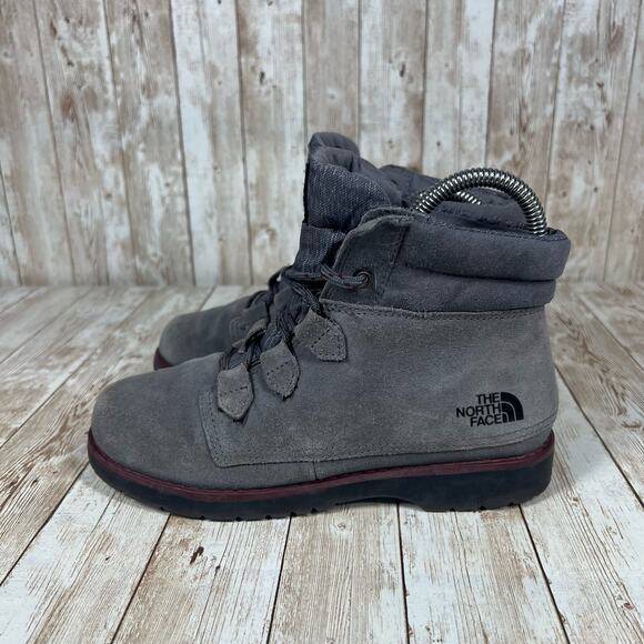 The North Face Gray Suede Leather Ankle Boots‎ Womens Hiking Casual Shoes - Picture 2 of 8